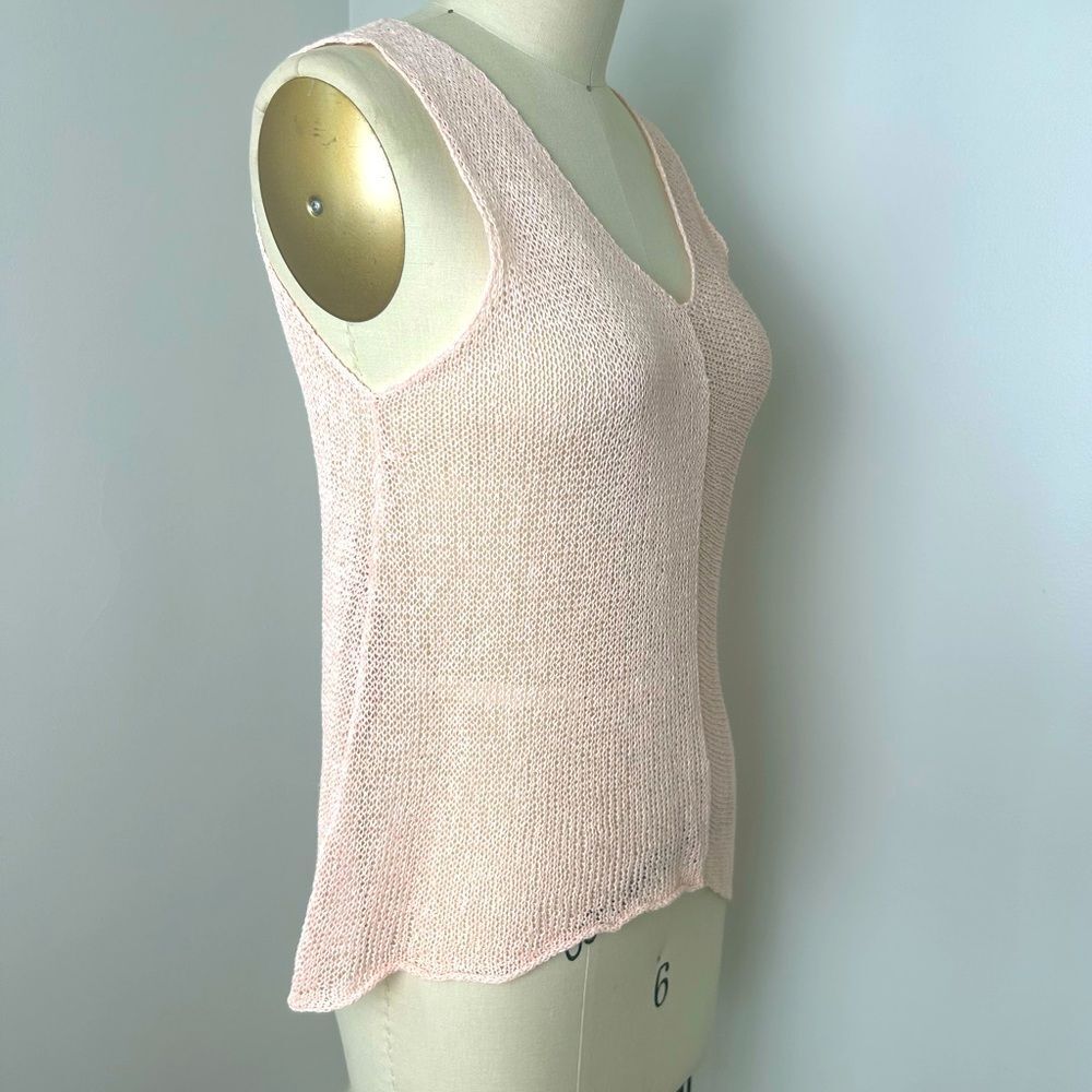 EILEEN FISHER Asymmetrical Hand-knit Linen blend Sleeveless Top XS Peach Perfect - Picture 3 of 9